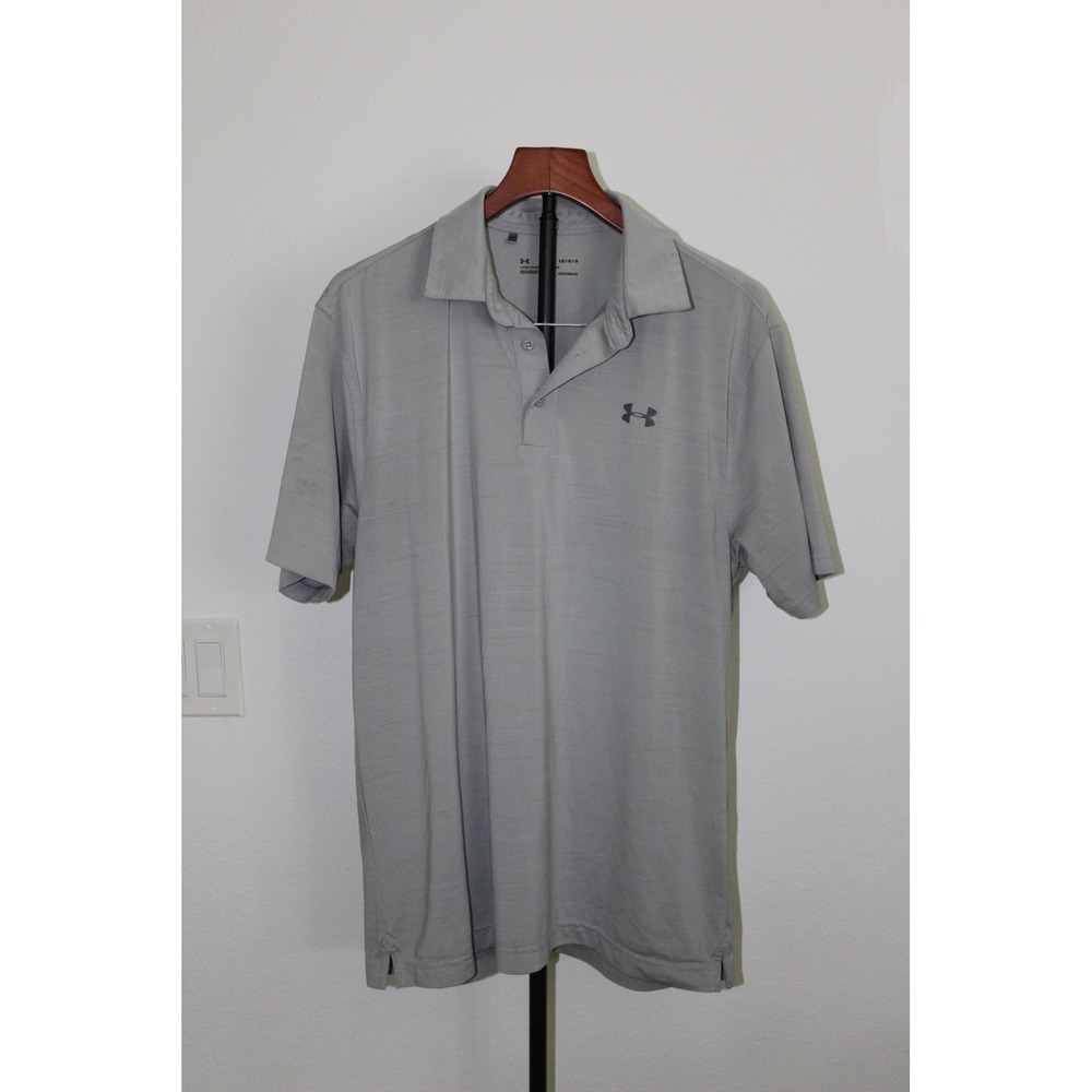 Under Armour Men's HeatGear Loose Fit Short Sleeve Textured Polo Shirt Grey LG